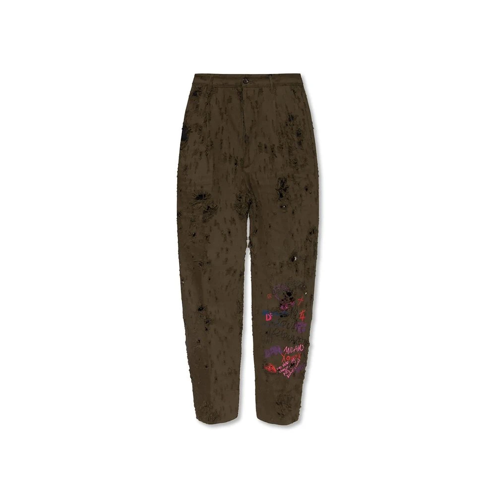 Dsquared2 Cotton Casual Trousers - Male - Straight Trousers - Green - Xs - Trousers