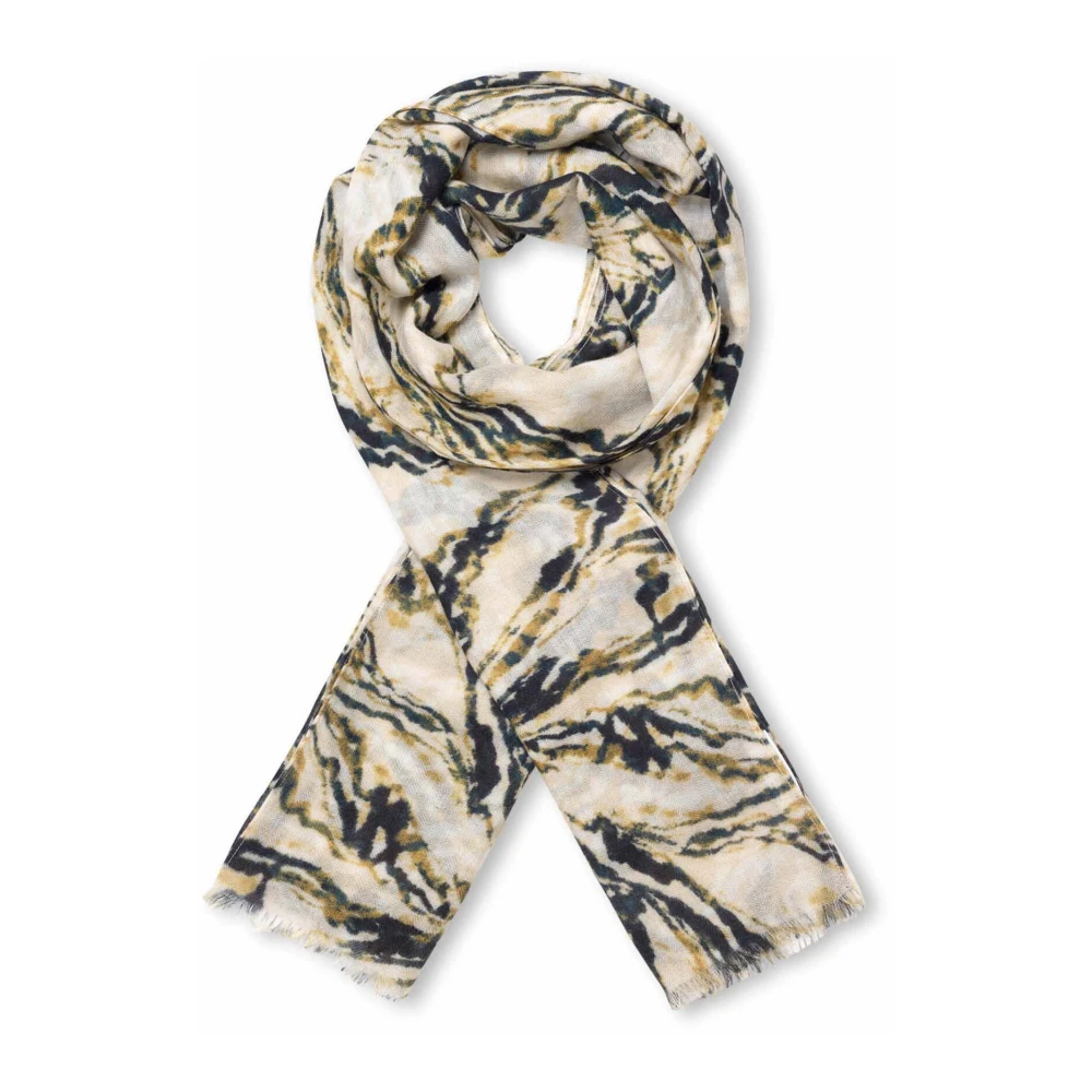 Masai Gedrukte Wollen Sjaal Plaza Taupe Multicolor Dames