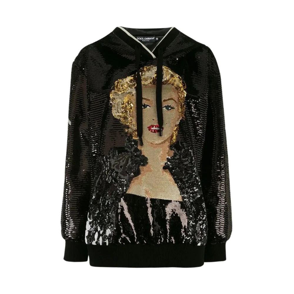 Dolce & Gabbana Geborduurde Technische Stof Sweatshirt Black Dames