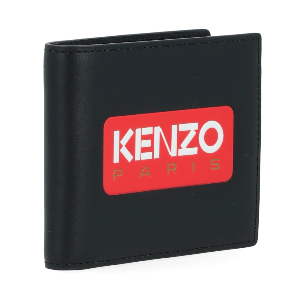 Kenzo Zwarte leren portemonnee met rode logo Black Heren