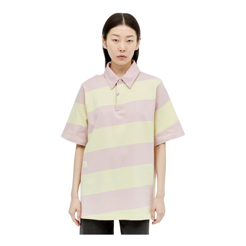 Burberry Women's Multicolor Striped Polo Shirt With Ekd Print - Polo Shirts - S - Tops