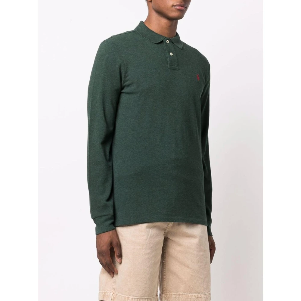 Polo Ralph Lauren Aangepaste Slim Fit Katoenen Polo Shirt Green Heren