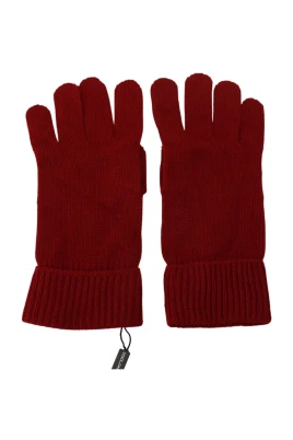 Red 100% Cashmere Knit Hands Mitten Mens Gloves