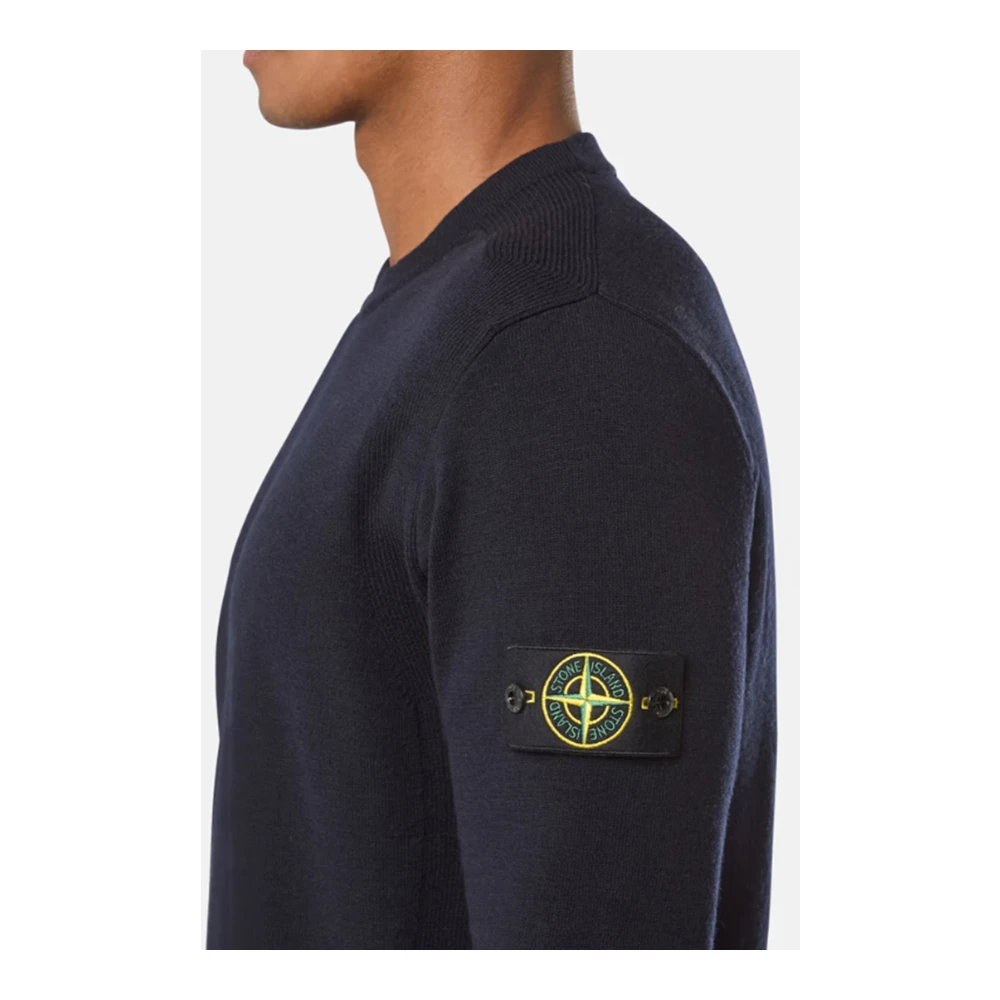 Stone Island Geribbelde ronde hals trui in blauw Blue Heren