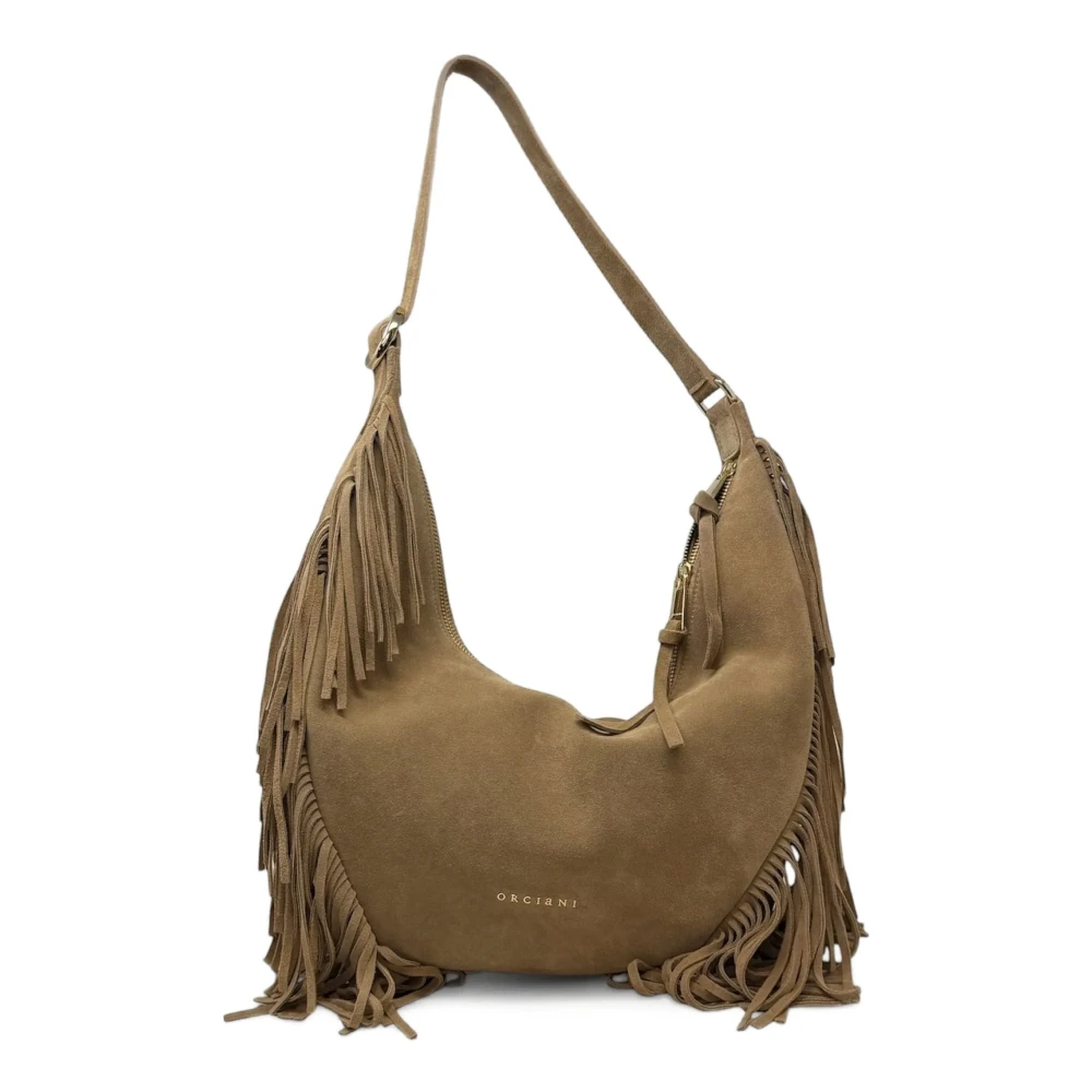 Orciani Women's Green Shoulder Bags, One Size, Hobo Peach Fringe