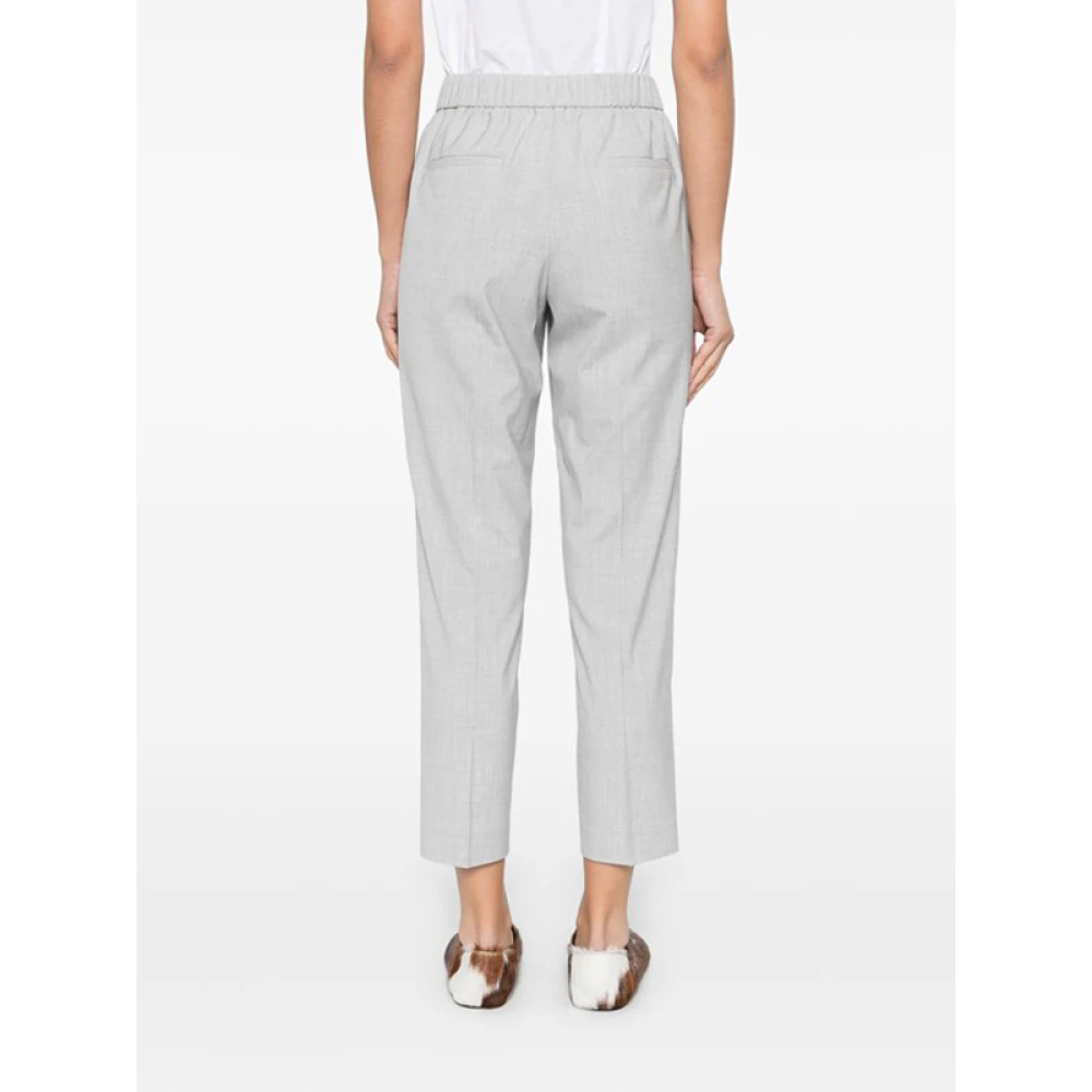 PESERICO Grijze broek met kraaltrim en zakken Gray Dames