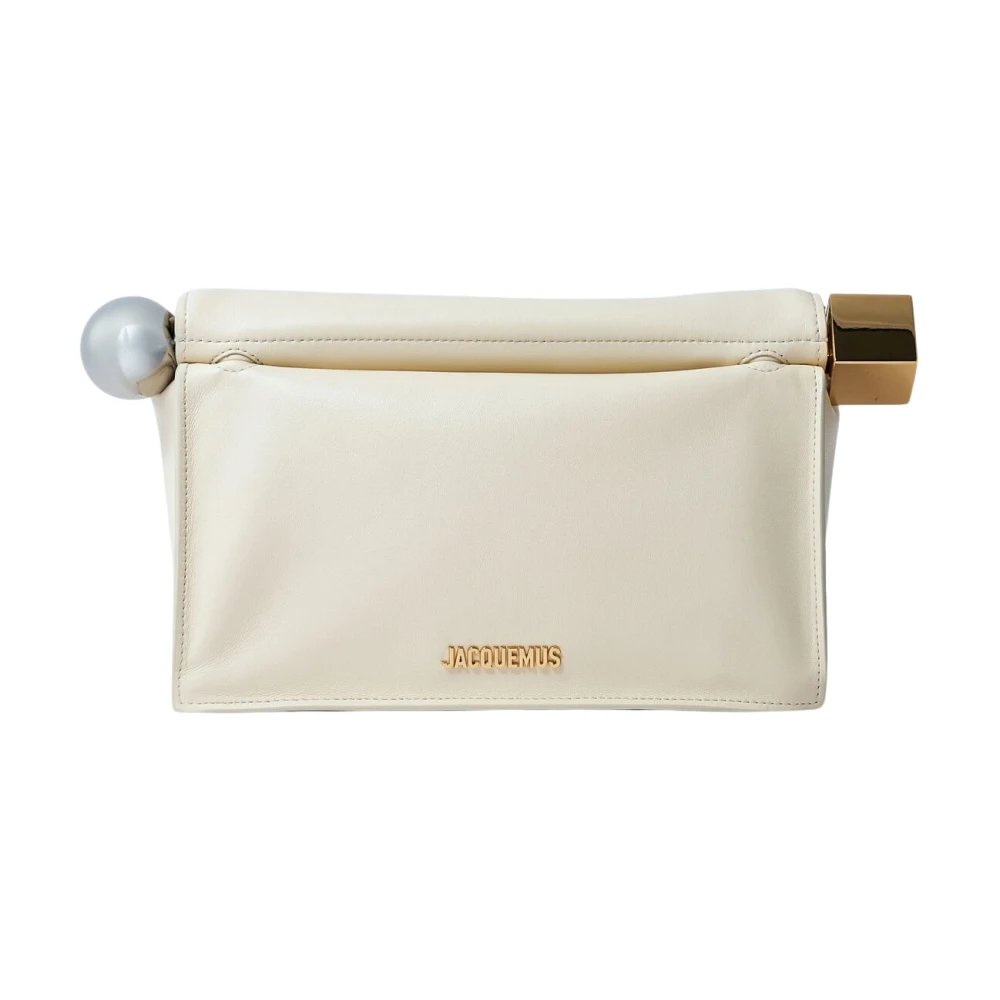 Jacquemus Geometrische Hardware Leren Clutch Beige Dames