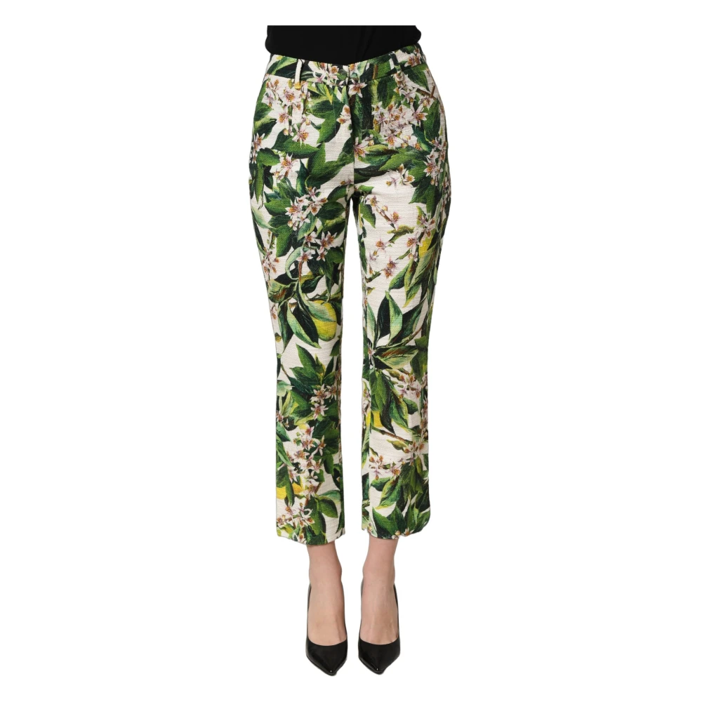 Dolce & Gabbana Multicolor Cropped Trousers, Female, 2XS, High Waist Straight Trousers