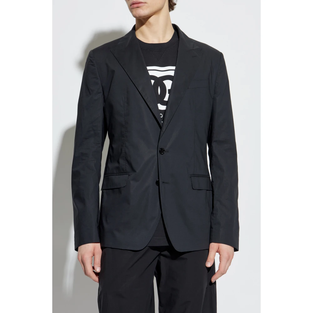 Dolce & Gabbana Katoenen blazer met enkele split Black Heren