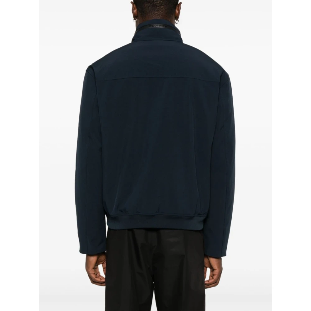 Woolrich Navy Blauw Textuur Jas Blue Heren