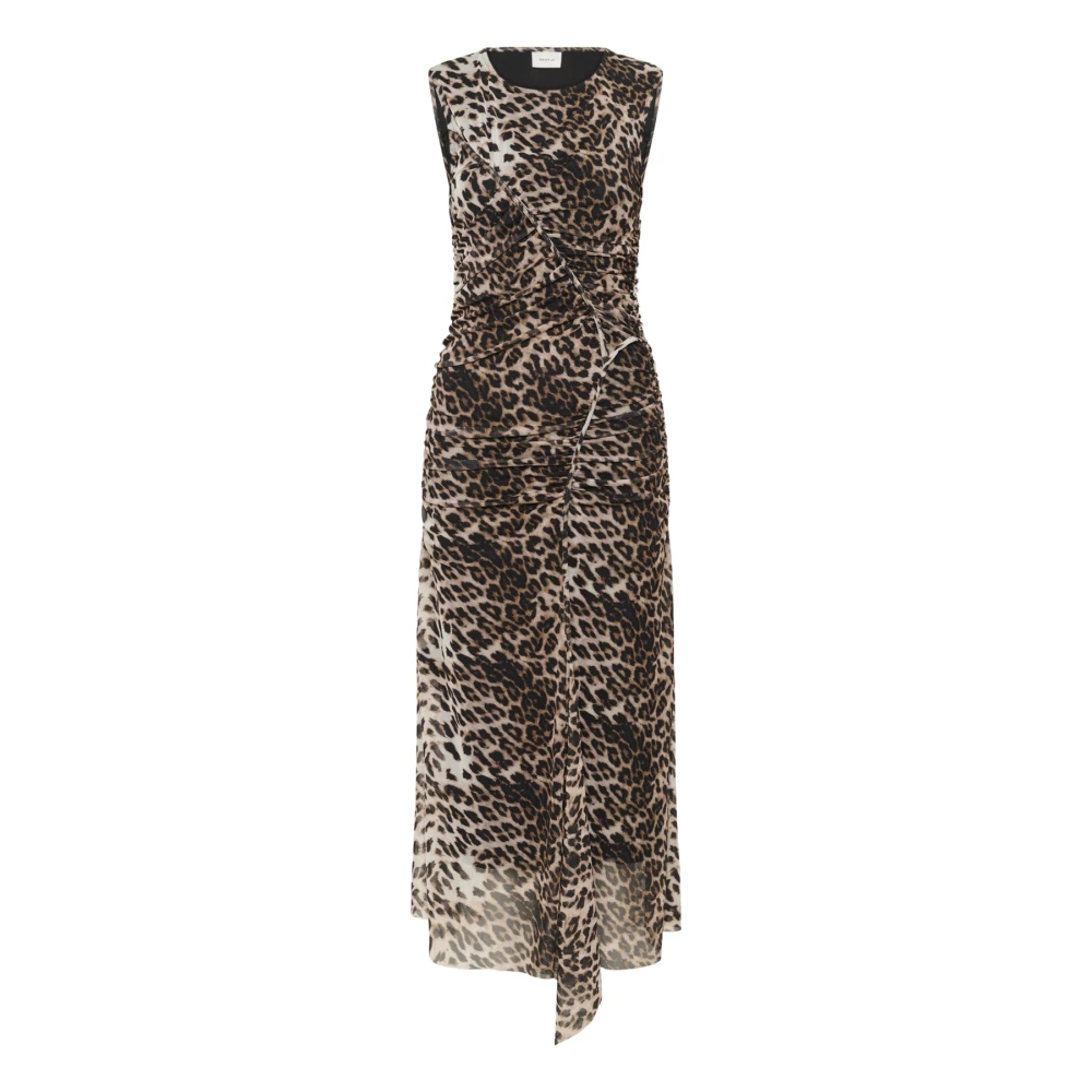 Gestuz Women's Black Maxi Dresses, 2XS, Leopard Butter Yellow Ruched Dress
