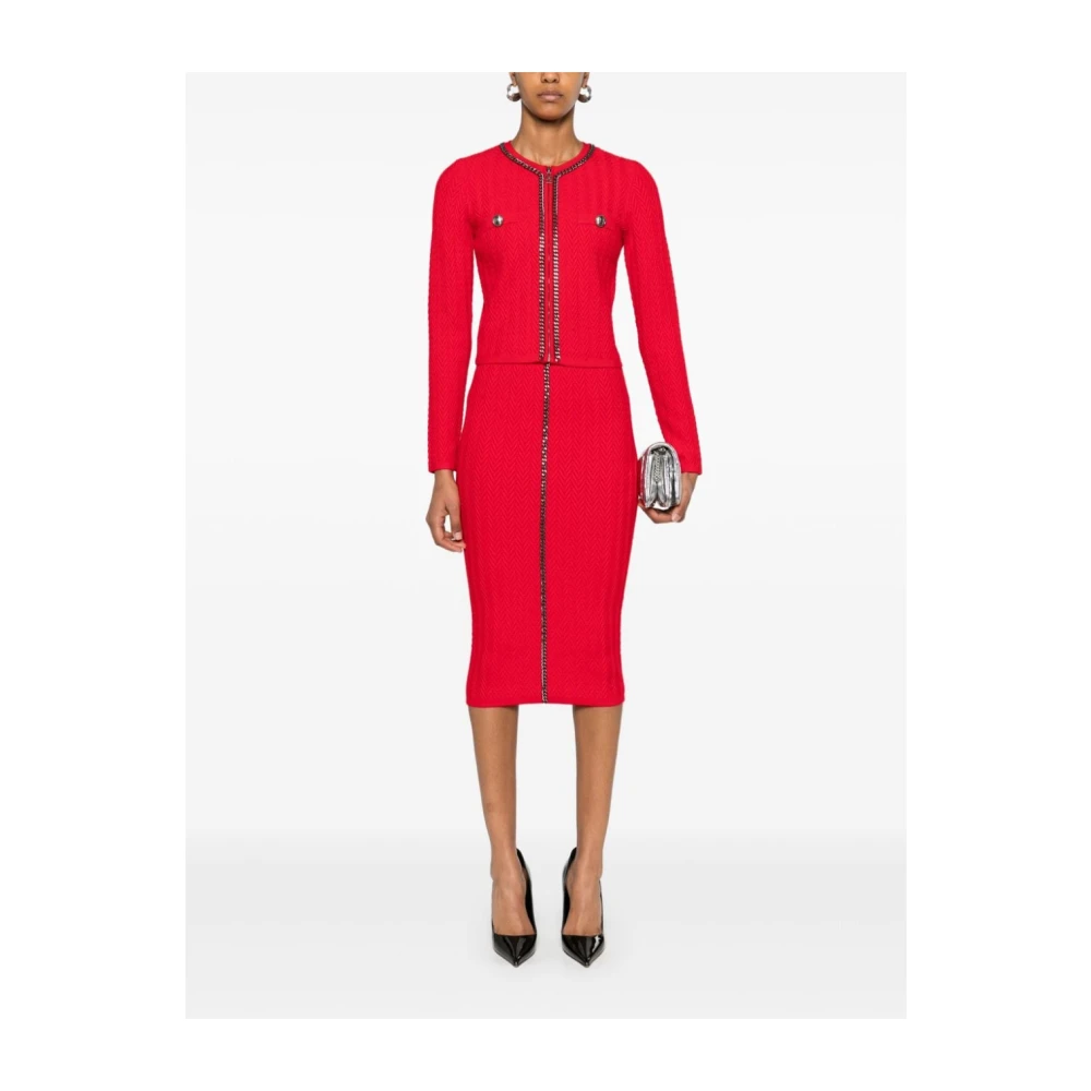 Elisabetta Franchi Karmozijn Herringbone Gebreide Rok Red Dames