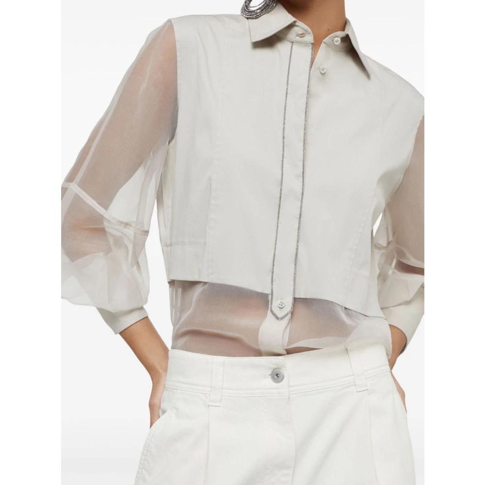 BRUNELLO CUCINELLI Handtekening Monili Ketting Beige Shirt Beige Dames