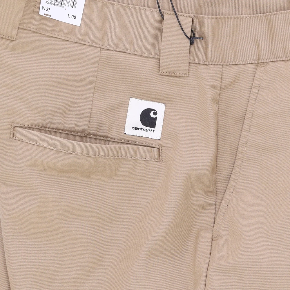 Carhartt WIP Leren Gewassen Dames Lange Broek Beige Heren