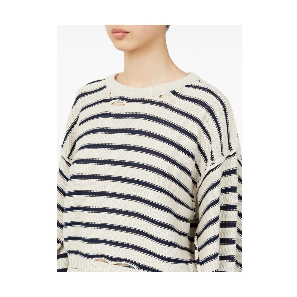 MM6 Maison Margiela Gedistresseerde Katoenen Gebreide Trui White Dames