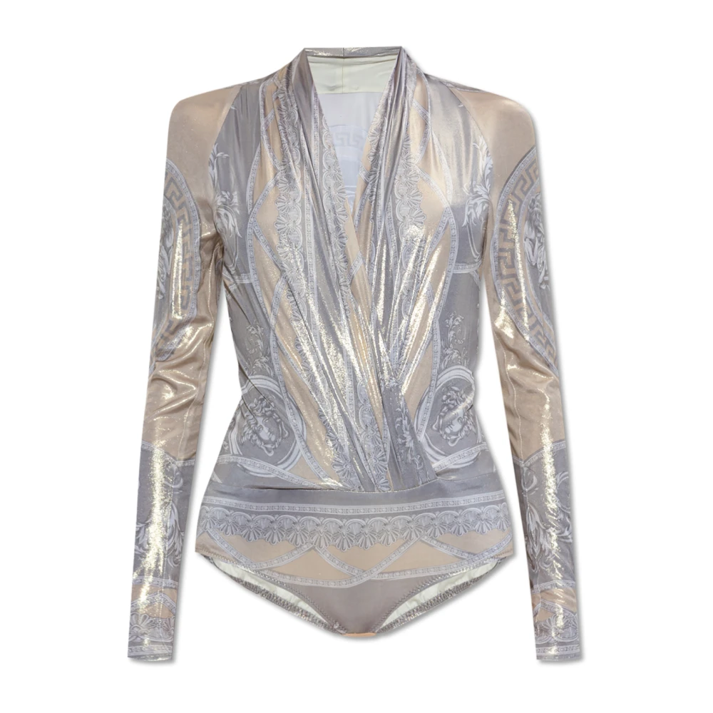Versace Gedrapeerde Barocco Jurk Gray Dames