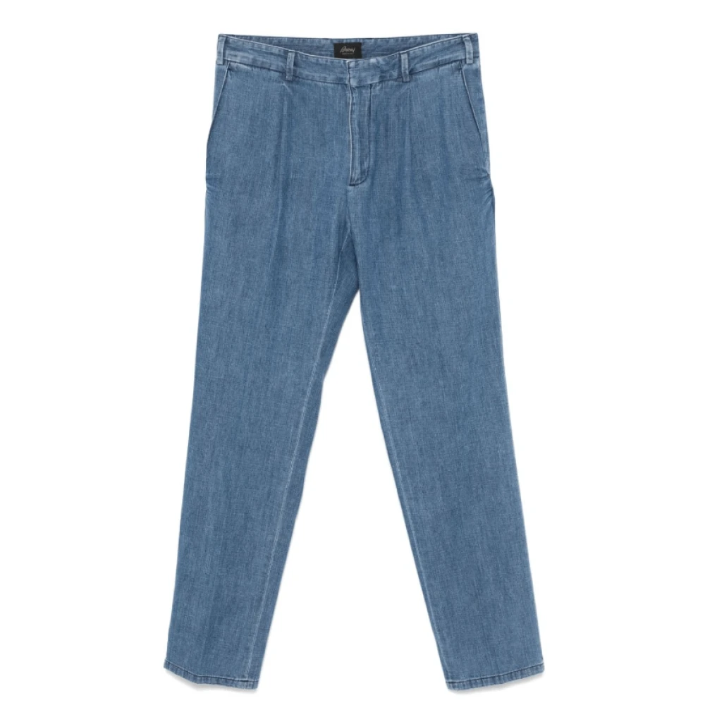 Brioni Blauwe Katoenen Denim Tapered Leg Jeans Blue Heren
