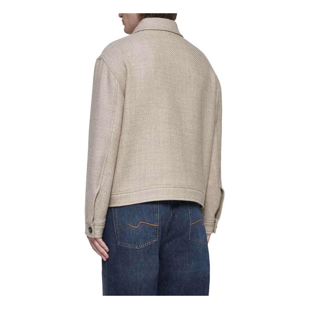 Tagliatore Beige Wol Kort Ongevoerd Jack Beige Heren