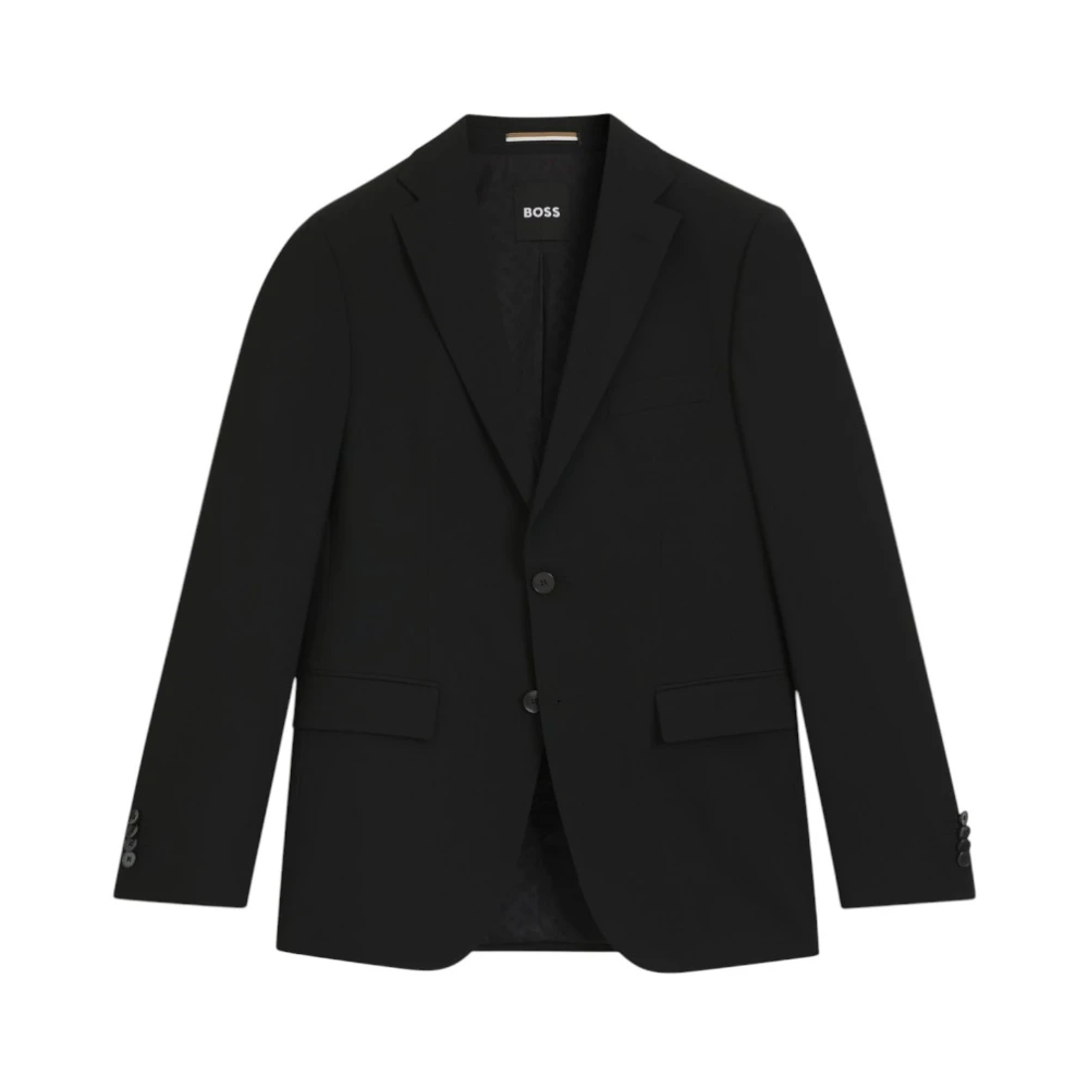 Hugo Men's Black Blazers, L, Slim Fit Mélangé Wool Jacket