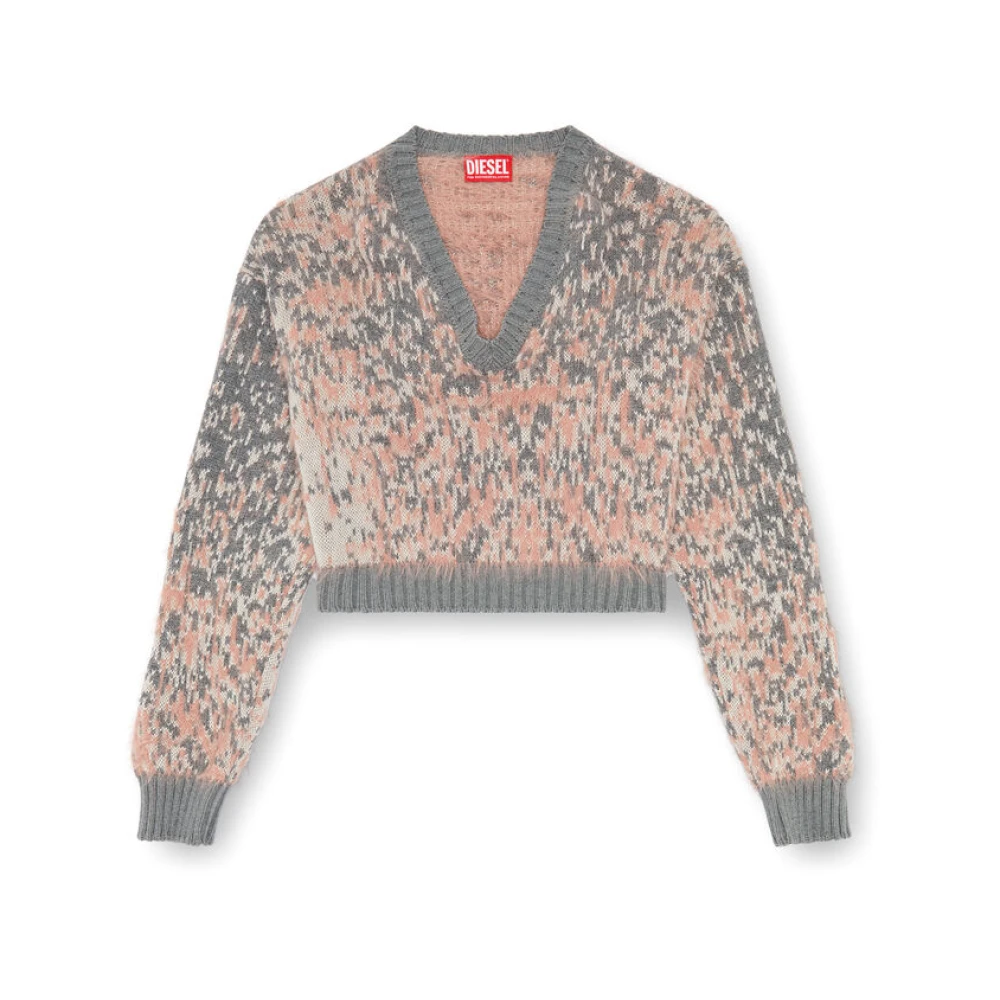 Diesel Gezellige V-hals Gebreide Trui Gray Dames