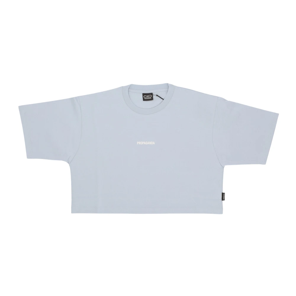 Propaganda Cropped T-shirt met ribben Blue Dames