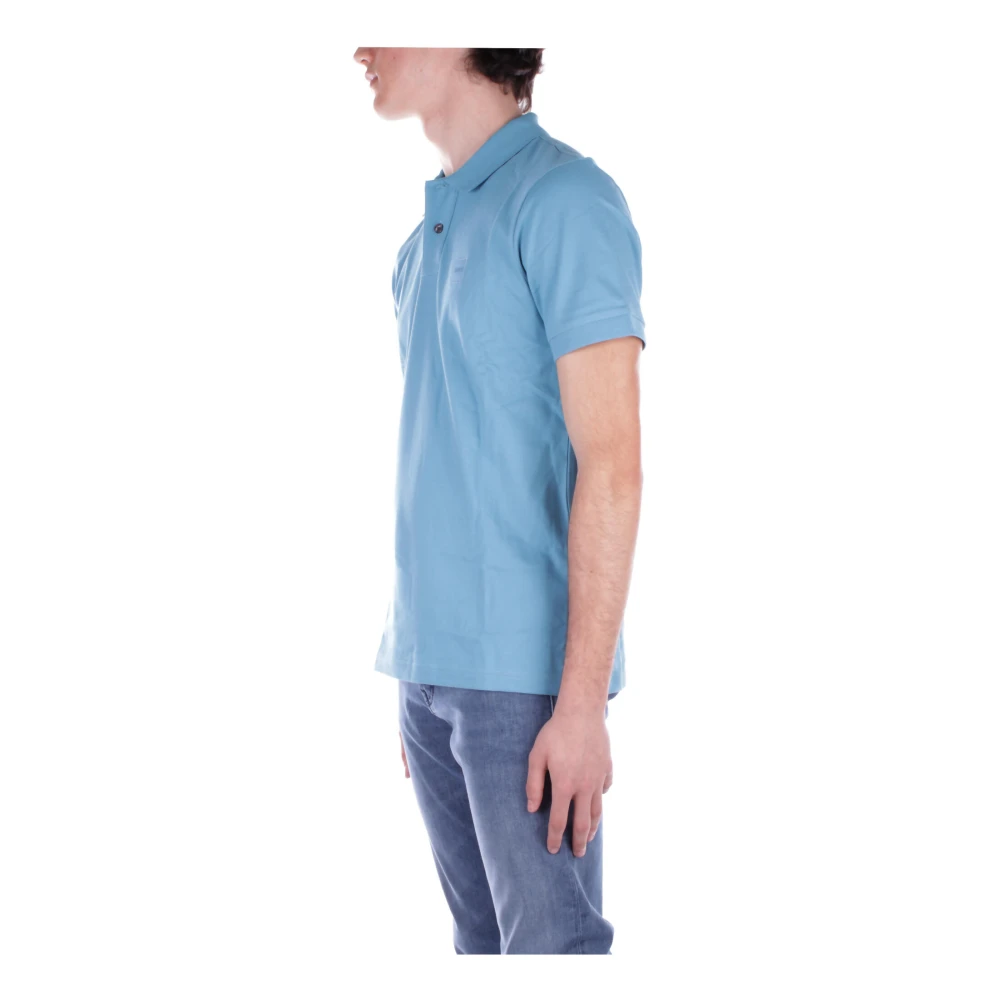 Hugo Boss Blauw Logo Voorkant Knoop Polo Shirt Blue Heren