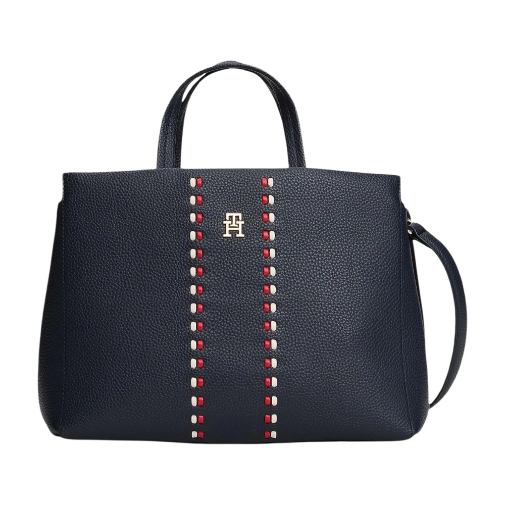 Tommy Hilfiger Women's Blue Signature Tape Satchel
