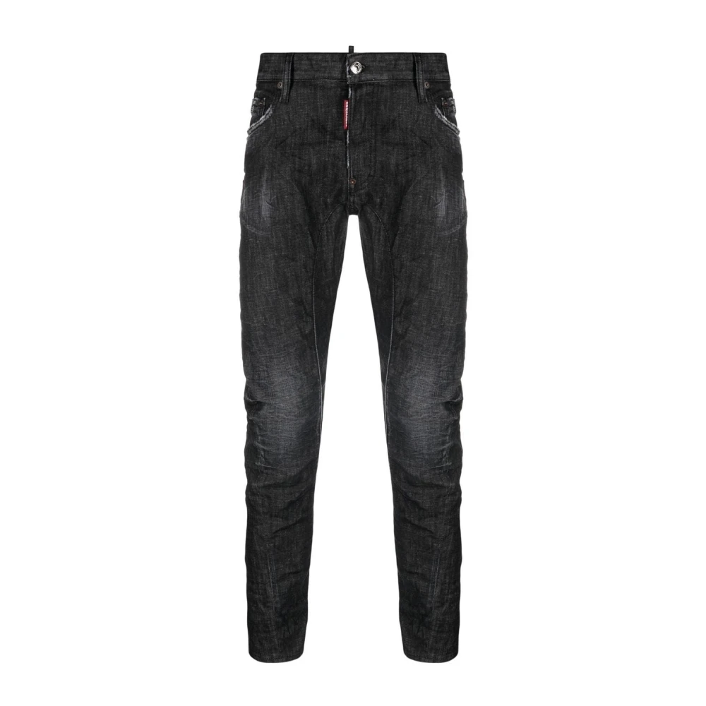 Dsquared2 Svarta Slim Fit Biker Jeans Black, Herr