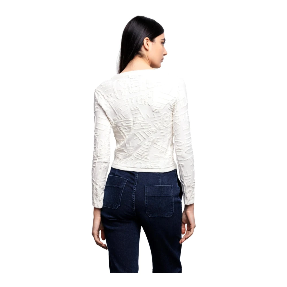 Gaëlle Paris Lange Mouw Patroon Trui Off White Dames