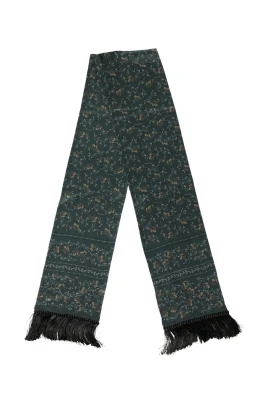 Silk Floral Pattern Fringed Scarf