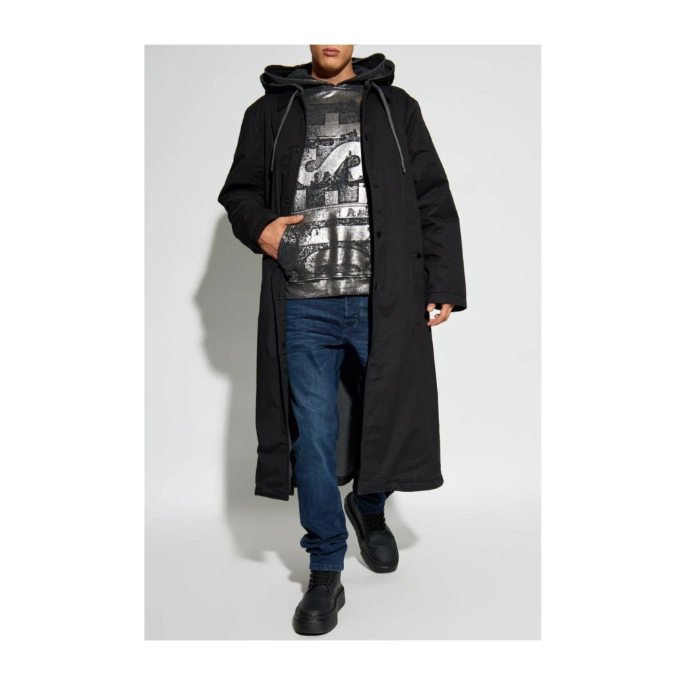 Diesel Logo Print Hoodie Grijs Gray Heren