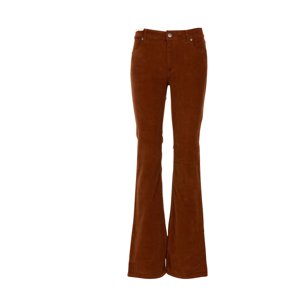 PT Torino Fluweel Flare Jeans Brown Dames