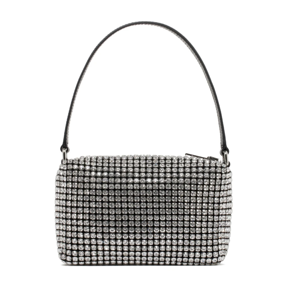 alexander wang Zwarte en zilveren kristallen medium Wangloc clutch tas Black Dames