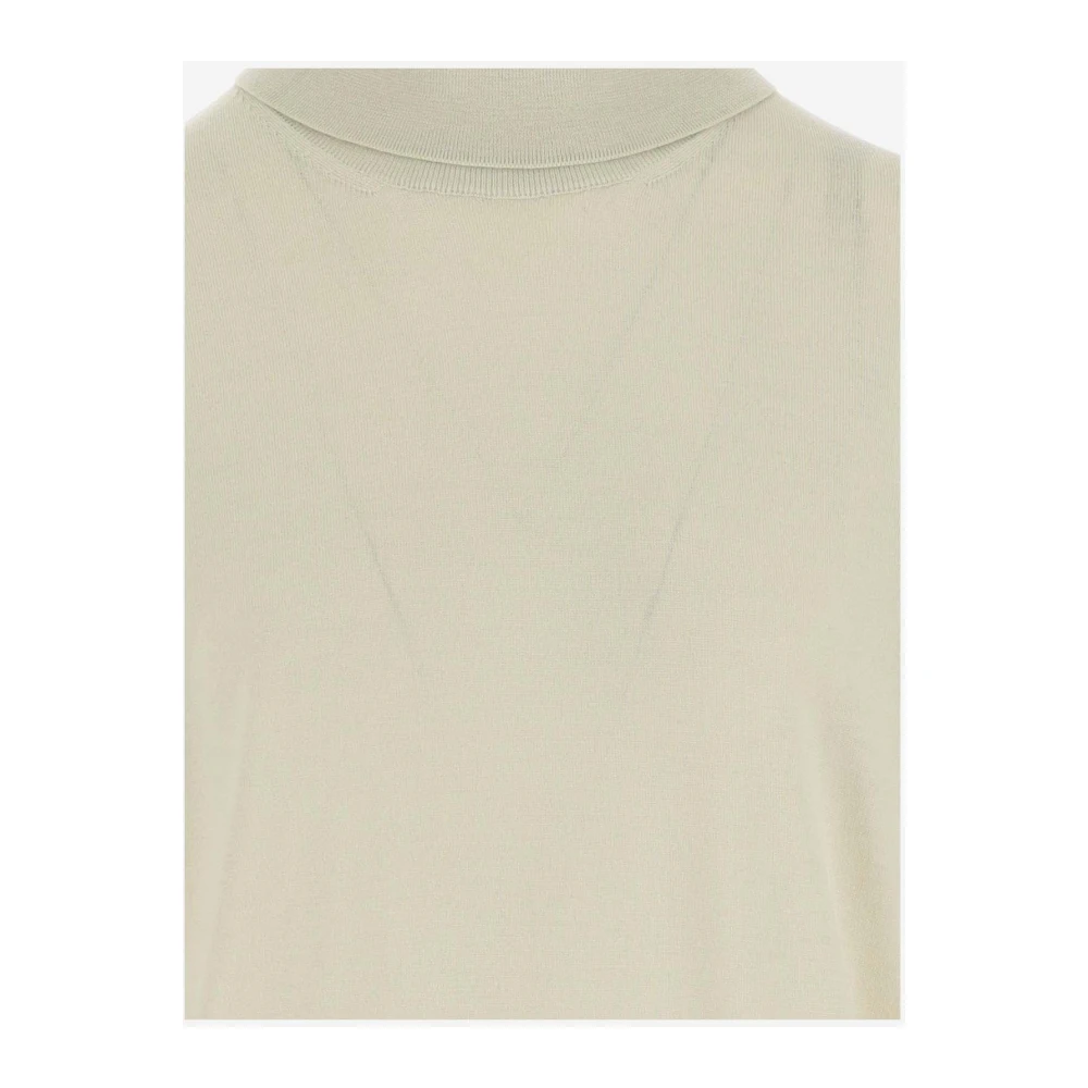 Jil Sander Wollen Pullover Hoge Hals Ivoor Achtersplit Beige Dames