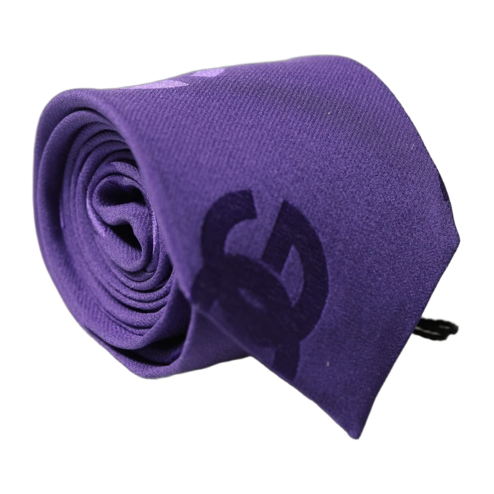 Dolce & Gabbana Uomo Viola - Cravatta Regolabile In Seta Con Logo Monogramma - Accessories - One Size