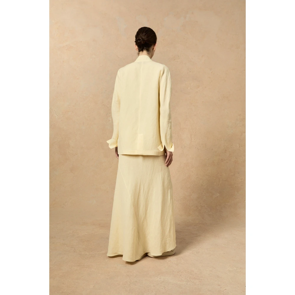 Cortana Linnen Viscose Lange Jas Vanille Yellow Dames