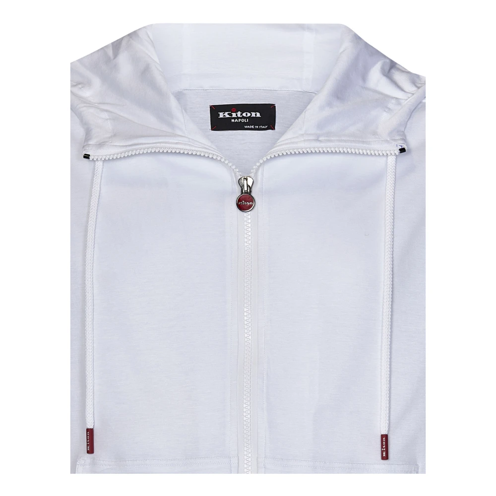 Kiton Witte Hoodie met Rits White Heren