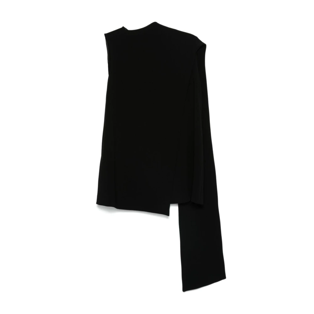 Alberto Biani Zwarte Wraparound Style Top met Cowl Neck Black Dames
