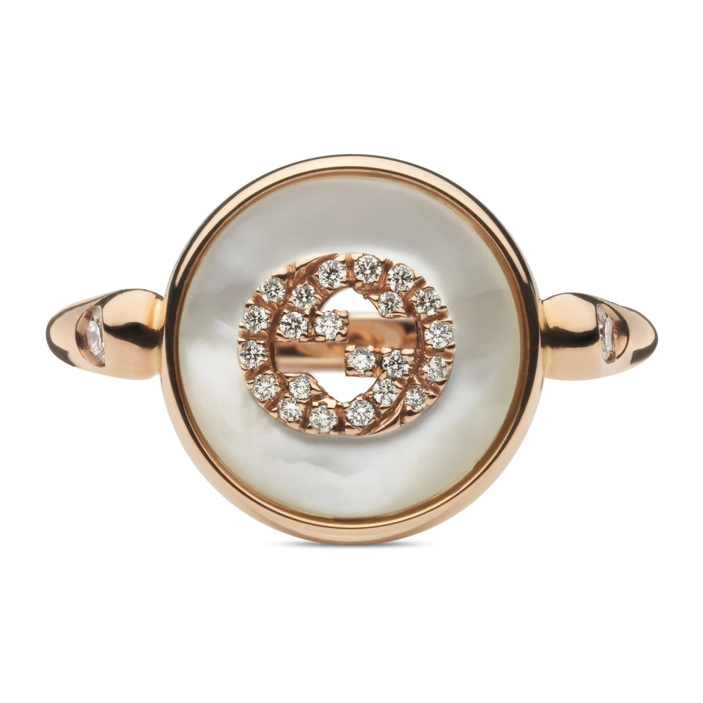 Gucci Sammanlänkande ring i roséguld, mop, diamant, gg pavé Yellow, Dam