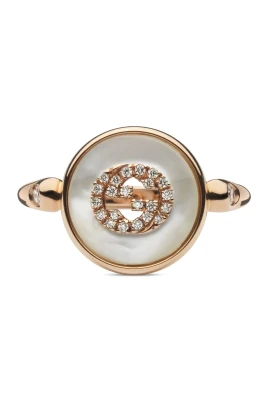 Sammanlänkande ring i roséguld, mop, diamant, gg pavé
