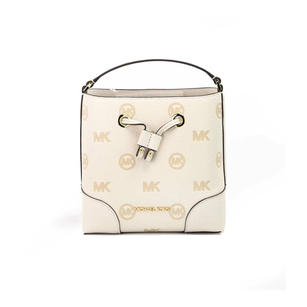 Michael Kors Mercer liten hinkformad dragsko-handväska Beige, Dam