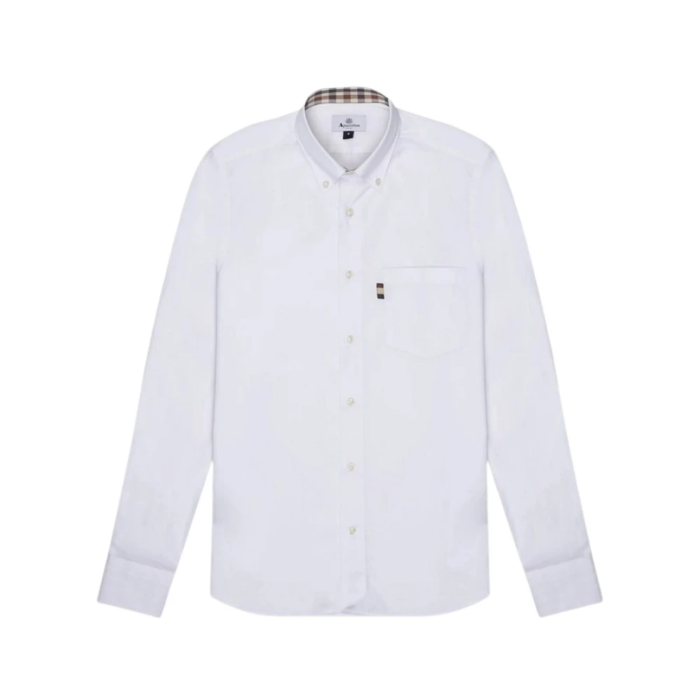 Aquascutum Men's White Button-Down Poplin Shirt