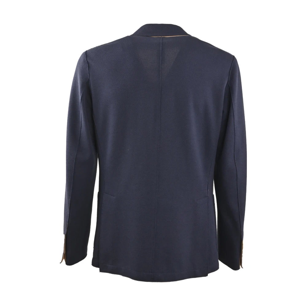 Eleventy Linnen Dubbel-Breasted Jas Blue Heren
