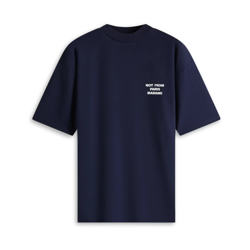 Drole de Monsieur Navy Slogan Print T-shirt Blue Heren