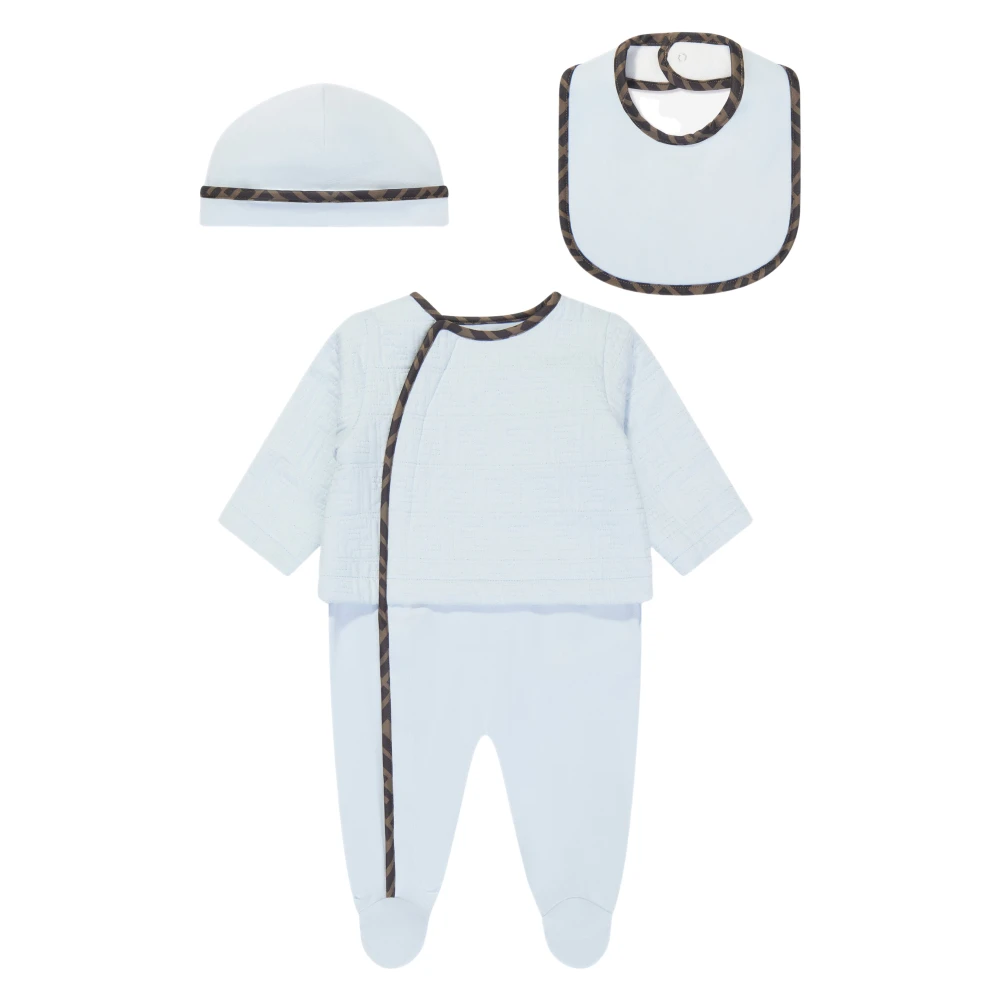 Fendi Girls Blue Baby Cotton Babygrow Set - Kids Sets - 3 M - Kids