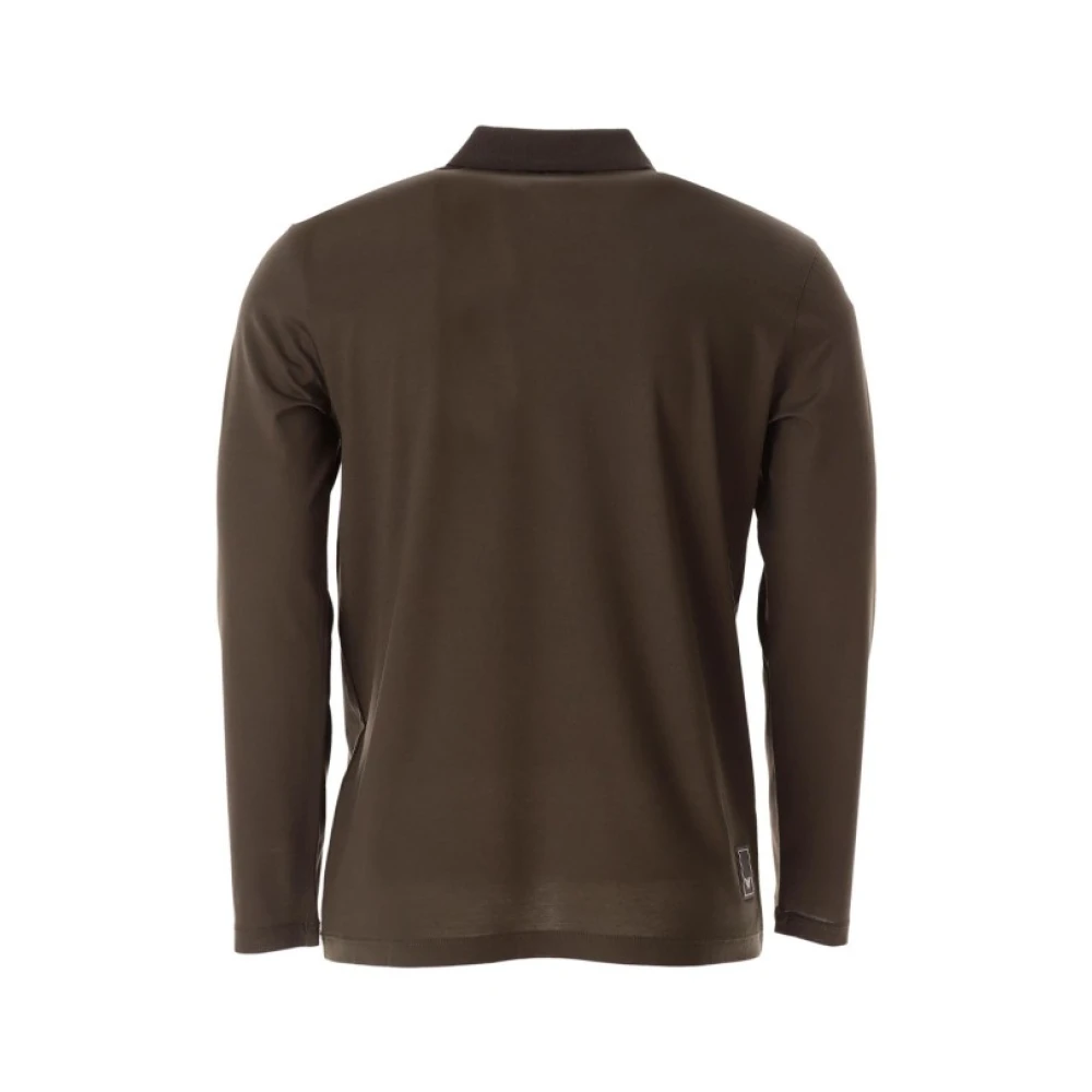 Armani Groen Logo Polo Shirt Lange Mouw Green Heren