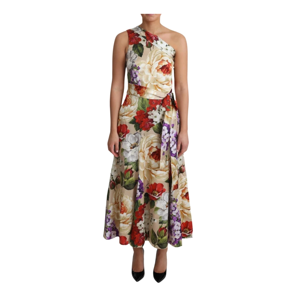 Dolce & Gabbana , Party Dresses, Female, Multicolor, L, Floral Print Silk Maxi Dress