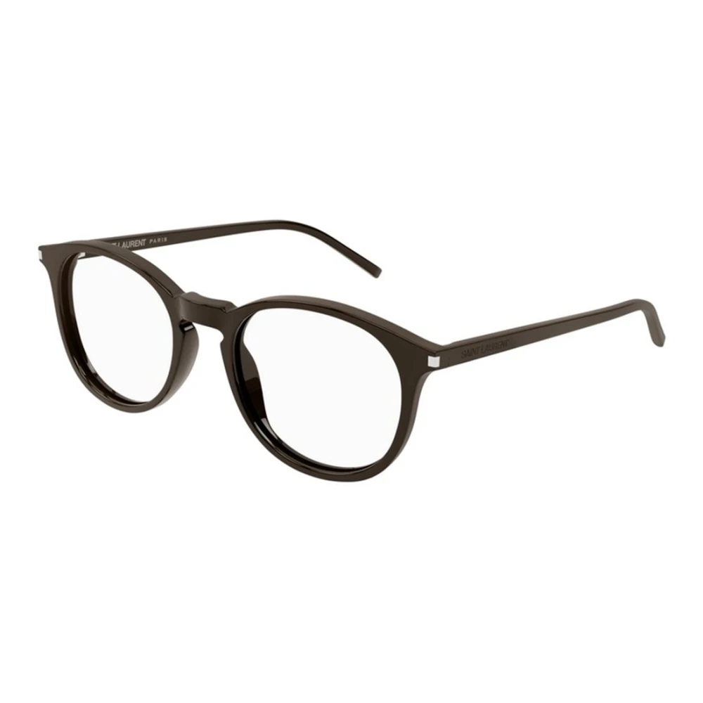 Saint Laurent Unisex Brown Glasses, 50 Mm, Round Eyeglasses