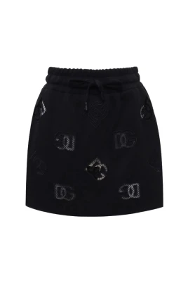Monogram Logo Svart Kjol Elastisk Midja