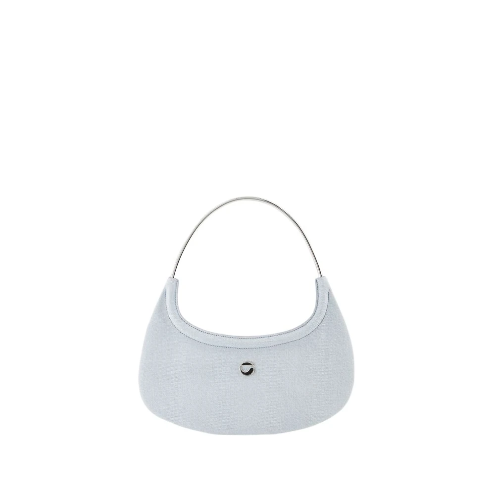 Coperni Women's Blue Ring Swipe Baguette Denim Handbag